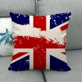 Detail of vintage Union Jack linen pillowcase featuring artistic distressed texture on sofa - Detailed Fiber Style(17) / 18x18 Inch