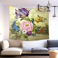 Arazzo da parete vintage con pittura a olio floreale per la decorazione della casa - 100x70cm / Stile Buon Natale Floreale Vintage (Pattern 5)