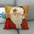 Federa quadrata in lino con motivo classico di Babbo Natale su un comodo divano - Ritratto di Babbo Natale (1)