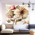 Dettaglio dell'arazzo floreale vintage francese con fiori rosa e farfalla su una parete - 100x70cm / Stile Floreale Vintage Francese (Pattern 8)
