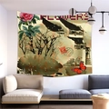 Dettagli di un arazzo vintage in pelle di pesca con rose e motivi classici - 100x70cm / Stile Peluche Corto Architettura Cinese Rosa (Pattern 13)