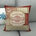 Christmas linen pillowcase with It's the most wonderful time of the year typography - Red White Most Wonderful Time (7)