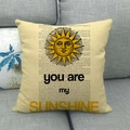 Vintage-Leinen-Kissenbezug mit Sonnen-Grafik und You Are My Sunshine-Aufdruck - Vintage Französischer Sonnenstil