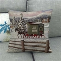 Dettaglio federa in lino con scena invernale vintage e carrozza postale degli Stati Uniti - 45x45cm / Carrozza postale statunitense (14)