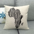Linen pillowcase with abstract black stripe Africa map design on cream background - Vertical Lines Minimalist Africa Map Style (2) / 45*45cm (Cover Only)