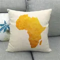 Close-up of linen pillowcase with yellow Africa map featuring mandala pattern detail - Mandala Decorative Africa Map Style (3) / 45*45cm (Cover Only)