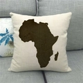 Linen pillowcase with vintage Africa map print on a gray sofa in a home setting - Dark Brown Distressed Africa Map Style (4) / 45*45cm (Cover Only)