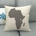 Linnen kussensloop met Afrikaanse kaart op een rustieke textuur van de stof - Beige Donkerbruin Kaart Stijl (5) / 45*45cm (Alleen Hoes)