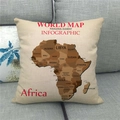 Gedetailleerde close-up van linnen kussensloop met geometrische kaart van Afrika op bank - Vintage Veelhoek Geometrische Kaart Stijl (14) / 45*45cm (Alleen Hoes)