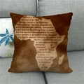 Linnen kussensloop met creatieve bruine kaart van Afrika en informatieve teksten erop - Aardetint Cholera Info Kaart Stijl (15) / 45*45cm (Alleen Hoes)