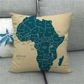 Linnen kussensloop met Afrika-kaartprint op een grijze stoffen bank in huis - Landen Gemarkeerd Volledige Kaart Stijl (16) / 45*45cm (Alleen Hoes)