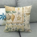 Detail of Christmas linen pillowcase with festive ornaments on a grey sofa - Beige Background Christmas Ball Ornaments Season's Greetings (15) / 18x18 Inch