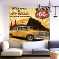 Arazzo vintage Route 66 New Mexico con auto d'epoca per un soggiorno moderno - 150x100(Pelle di Pesca)