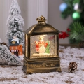 Détail d'une lanterne de Noël vintage en bronze avec bonhommes de neige et paillettes - Non-rotatif-Bonhomme de neige