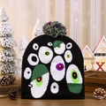 LED Halloween beanie with glowing eyeball patterns and colorful top pompom - Big Eyeball