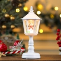 Detail of white Christmas lantern with snowman inside water globe and sparkling lights - Snowman (White)