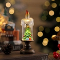 LED-Weihnachtskerze mit Miniaturbaum, schmelzendem Wachs und warmem Lichteffekt - Weihnachtsbaum