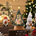 Detail of Christmas tree snow globe with musical rotating scene and golden base - Snowman