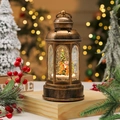 Details der bronzenen Weihnachtslaterne mit Miniaturszene und gemütlichem LED-Licht - Schneemann (Nicht rotierend)