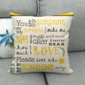 Close-up of linen fabric texture on You are my sunshine decorative pillowcase - Artistic Lyric Typography Style (6)