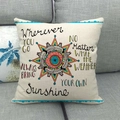 Detail of You Are My Sunshine linen pillowcase with mandala on grey sofa - Mandala Sun Quote Style (10)