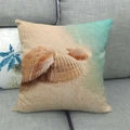 Linen cushion cover with beach seashell print on a grey sofa background texture - 18x18 Inch / Shell Beach Close-up Style (6)