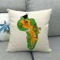 Linen pillowcase with colorful watercolor African map and wildlife on a gray sofa - Cartoon Style Africa Element Map (5)