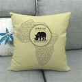 Close-up of African Wildlife Rhinoceros linen cushion cover on a grey fabric sofa - Rhinoceros Silhouette Africa Wildlife (9)