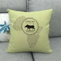 Detail of linen cushion cover showing a black warthog silhouette and African wildlife print - Warthog Silhouette Africa Wildlife (11)