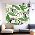 Detailed view of green Monstera and palm leaf tapestry in a modern living room - Monstera with Purple Veins (3)