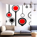 Arazzo geometrico moderno in pelle di pesca appeso in un soggiorno minimalista - 150x100(Pelle di Pesca) / Punti Geometrici Moderni (1)