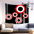 Decorazione da parete moderna per soggiorno con arazzo geometrico a cerchi rossi e bianchi - 150x100(Pelle di Pesca) / Astratto a Pois Rosso Bianco (4)