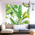 Dettaglio della stampa di foglie di monstera tropicale su arazzo in pelle di pesca - Monstera e Piantaggine (6) / 150x100(Pelle di Pesca)