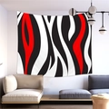 Arazzo da parete moderno con motivo geometrico astratto rosso e nero per la casa - 150x100(Pelle di Pesca) / Onde Intrecciate Astratte (6)