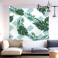 Tropical Monstera leaf tapestry with blue geometric patterns on white background - Blue Geometric Monstera (9)
