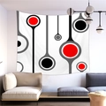 Tapisserie murale moderne aux cercles géométriques et motifs abstraits rouge et gris - Points Géométriques Abstraits (9)