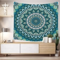 Bohemian mandala tapestry in teal and green colors for wall hanging home decor - Pattern Three