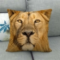 Detailed realistic lion face print on square linen pillowcase on a grey fabric sofa - Realistic Lion Face Portrait (10)
