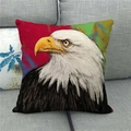 Bald eagle art print linen cushion cover on a gray sofa for home decor accents - 18x18 Inch / Bald Eagle Watercolor Art (5)
