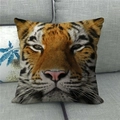 Detailed macro view of realistic tiger animal print on textured linen fabric pillow case - High-Definition Realistic Tiger Texture (15)