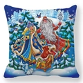 Merry Christmas pillow cover with Ded Moroz and Snegurochka illustration print - Ded Moroz and Forest Animals (35)