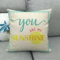 Linen decorative square pillowcase featuring colorful You Are My Sunshine typography - Colorful Font Dotted Frame Style (8)