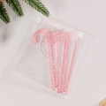 Set di 6 bastoncini di zucchero in acrilico rosa trasparente con trama a spirale e cordino - Rosa
