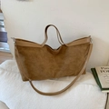 Bolso tote grande mate marrón caramelo con asas dobles y bandolera ajustable - Caqui