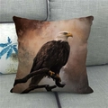 Detailed texture of linen pillowcase featuring a realistic bald eagle wildlife print - Bald Eagle Painting (11) / 45x45cm