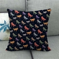 Cartoon dinosaur seamless linen throw pillow cover with vibrant patterns on black background - 45x45cm / Dark Cartoon Dinosaur Full Print