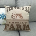 Vintage linen farm pillow cover featuring a retro tractor and rustic family farm typography - 18x18 Inch / Vintage Tractor (1)