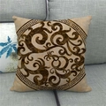 Detail of bohemian linen pillowcase with earthy scroll patterns and Greek key border - Greek Key Scroll Pattern Style