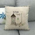 Detail of linen pillowcase with LIVE Simply print and rustic floral wreath decoration - LIVE Simply Rustic Lantern Floral