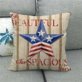 Detailed texture of linen throw pillow cover with vintage star and stripes pattern - 18x18 Inch / Spacious Skies Star (5)